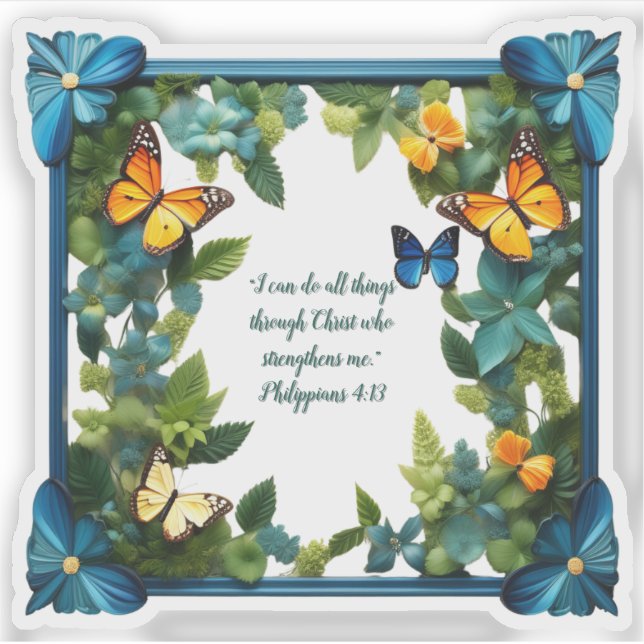 Floral individualisierbare Bibe Verse Custom Cut V Aufkleber (Vorderseite)