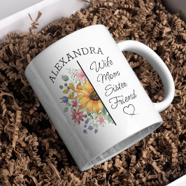 Floral Individuelle Name und Text Ehefrau Mama Sch Kaffeetasse