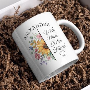 Floral Individuelle Name und Text Ehefrau Mama Sch Kaffeetasse