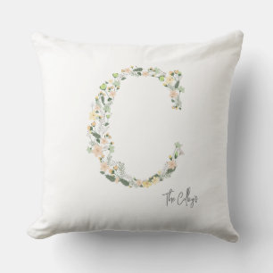 Floral INITIAL "C" Soft Colors Meadow NAME Modern Kissen