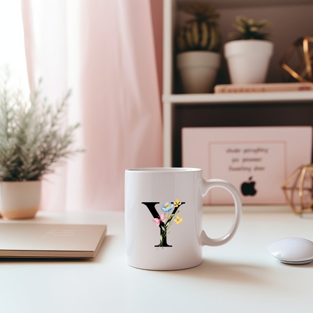 Floral Initial Monogram Y Mug Kaffeetasse (Von Creator hochgeladen)