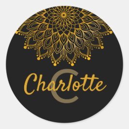Floral Initial Monogramm personalisierte Bezeichnu Runder Aufkleber