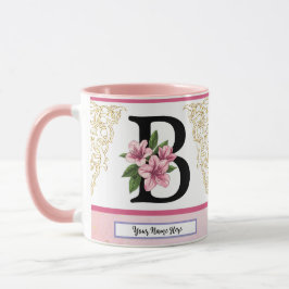 Floral Initial Mug – Letter B Monogram | Personali Tasse