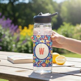 Floral Initial Water Bottle Trinkflasche