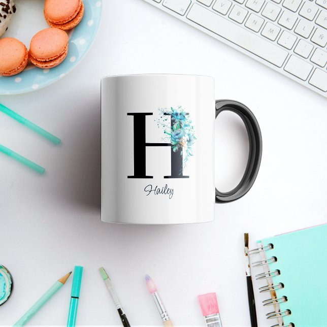 Floral initiale Letter Monogram H Tasse (Floral initial Letter Monogram H Coffee Mug
)