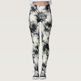 Floral Ink Splash Pattern – Abstract Botanical  Leggings