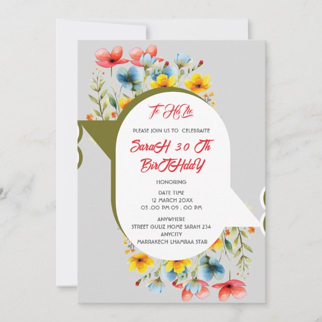 Floral invitación de 50 años en español, spanish 5 einladung (Vorderseite)