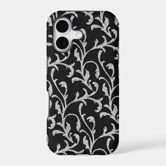 Floral iPhone Case für Schwarz und Silber Glitzer