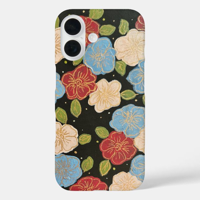 Floral iPhone Fall von Blues, pinks, grün und gold Case-Mate iPhone Hülle (Rückseite)