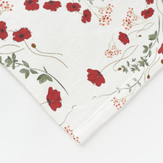 Floral Italian elegance in red wildflowers Fleecedecke