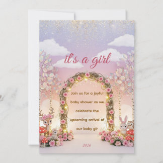 Floral "It's a Girl" Baby Shower Invitation Einladung