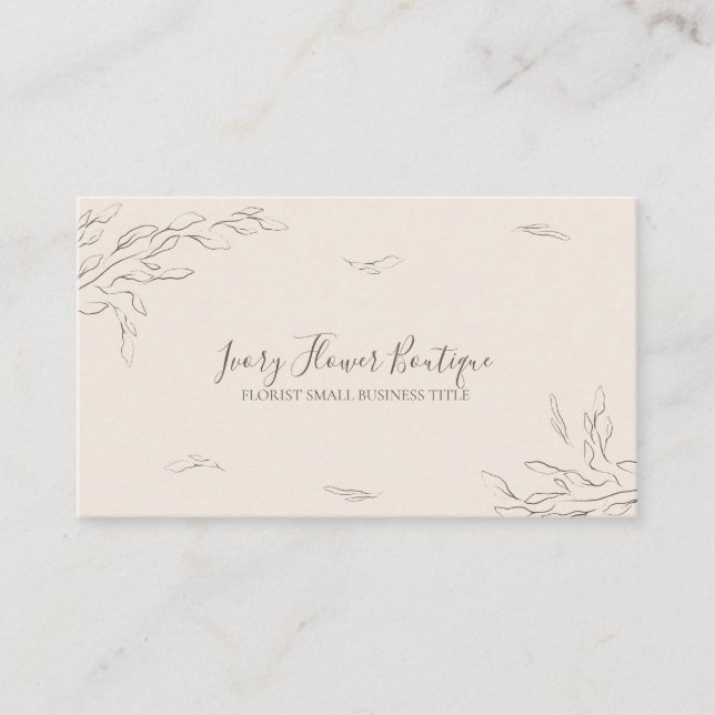 Floral Ivory Simple Boho Eventplaner Visitenkarte (Vorderseite)