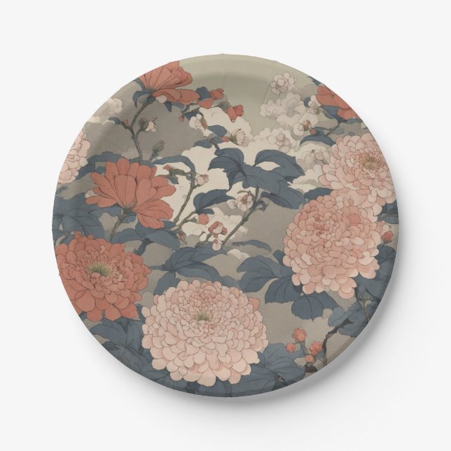 Floral Japan Pappteller (Vorderseite)