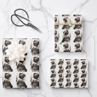 Floral japanese geisha Sakura ink art -  Geschenkpapier Set