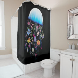 Floral Jellyfish Canvas Print Duschvorhang