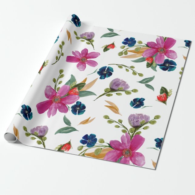 Floral Joyeaux Signature Wrapping Paper Geschenkpapier (Ungerollt)
