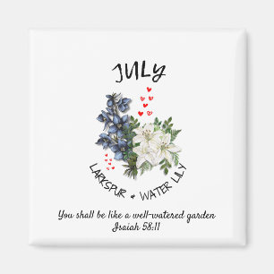 Floral JULI Geburtsmonat Blume Custom Christlich Magnet