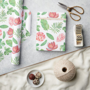 Floral Jungle Safari Babydusche Tropische Blüte Geschenkpapier