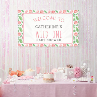 Floral Jungle Safari Girl Babydusche Willkommen Banner