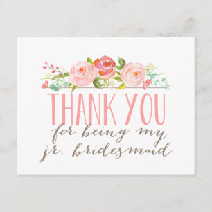 Floral Junior Bridesmaid Vielen Dank Dankeskarte