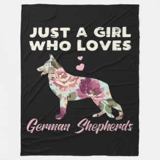 Floral Just A Girl Who Loves German Shepherd Fleecedecke