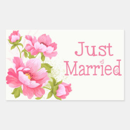 Floral Just Married Pink Peonies Blume Stickers