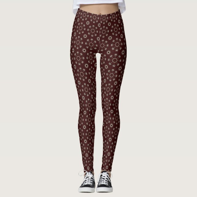 Floral Kabul Kaffeelizenz Leggings (Vorderseite)