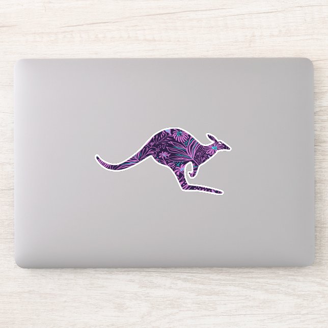 Floral Kangaroo Aufkleber (Computer)