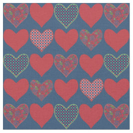 Floral, Karo Gingham und Polka Dots Hearts Stoff