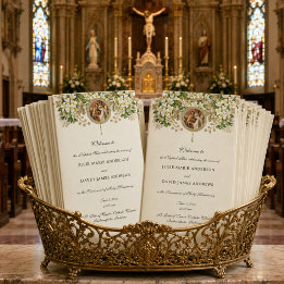 Floral katholische Hochzeitsprogramm