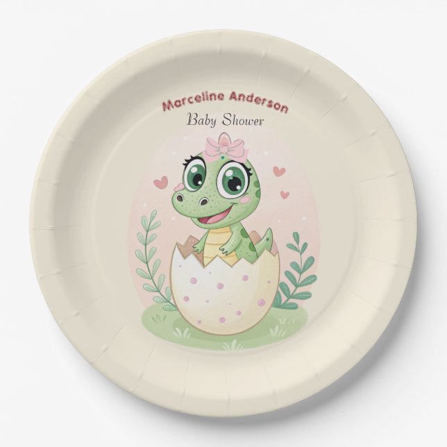 Floral kawaii Baby Alligator Bruteier - Mädchen Pappteller (Vorderseite)