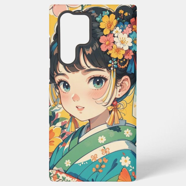 Floral Kimono Elegante Samsung Galaxy Hülle (Rückseite)