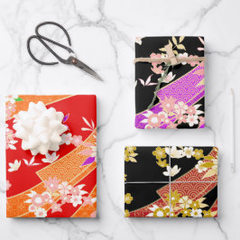 Floral Kimono Muster Geschenkpapier Set