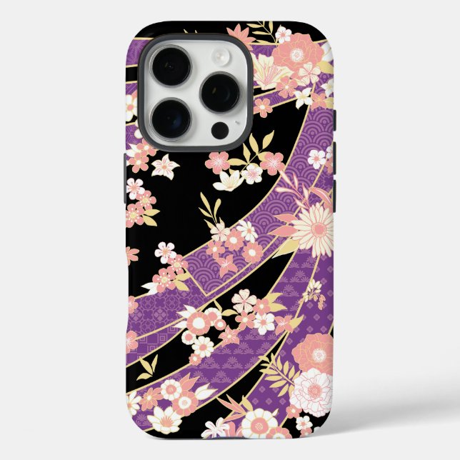 Floral Kimono Muster Violet Case-Mate iPhone Hülle (Rückseite)