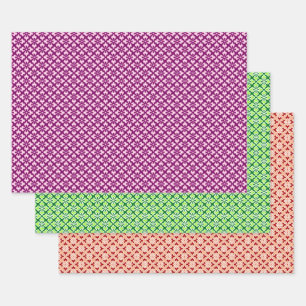 Floral Kimono Print, Plum, Jade, Peach Wrapping Pa Geschenkpapier Set