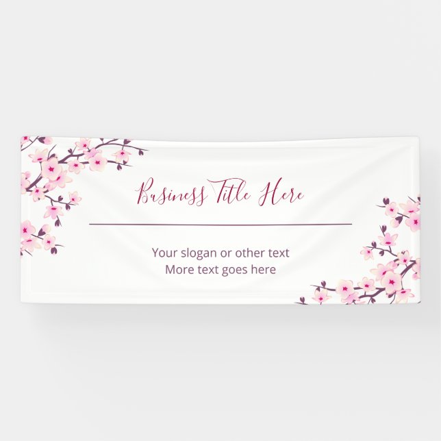 Floral Kirschblüten-Weiß Geschäftlich Banner (Horizontal)