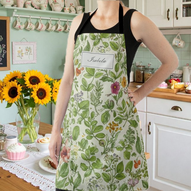 Floral Kitchen Apron, Retro Botanical Print  Schürze (Von Creator hochgeladen)