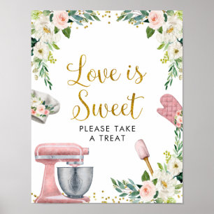 Floral Kitchen Brautparty Love Is Sweet Poster