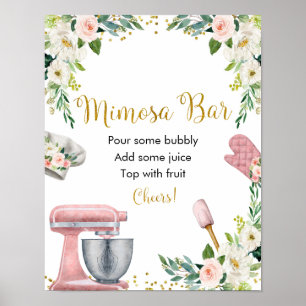 Floral Kitchen Brautparty Mimosa Bar Poster