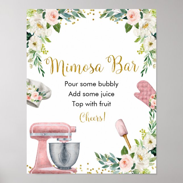 Floral Kitchen Brautparty Mimosa Bar Poster (Vorne)