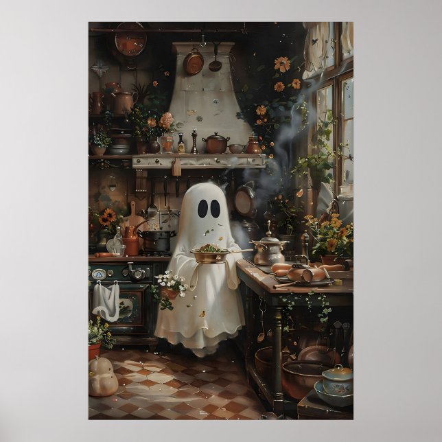 Floral Kitchen Ghost Print, Dark Academia Poster (Vorne)