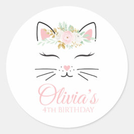 Floral Kitten Geburtstagsparty Stickers kitty Gesi