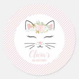 Floral Kitten Geburtstagsparty Stickers kitty Gesi