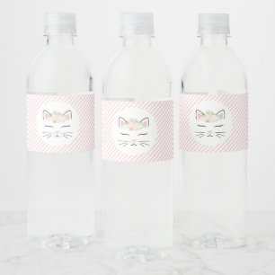 Floral Kitten Geburtstagsparty Wasserflaschen Labe Wasserflaschenetikett