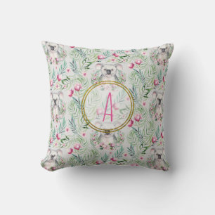 Floral KOALA BEAR Monogram Girls Bedroom Kinderzim Kissen