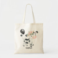 Floral Kuh Ballon Personalisiert Totbeutel