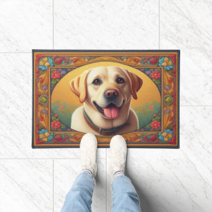 Floral Labrador Retriever Hund farbenfrohe Grenze Fußmatte