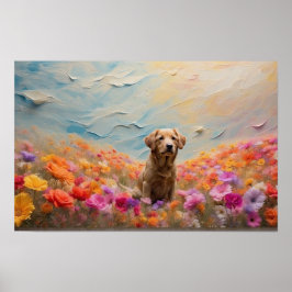 Floral Labrador Retriever Welpe herunterladen Poster