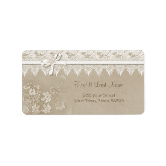 Floral Lace Butterfly Wedding Adressaufkleber