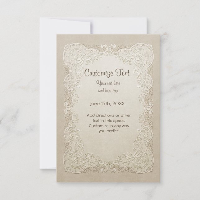 Floral Lace Butterfly Wedding Einladung (Vorderseite)